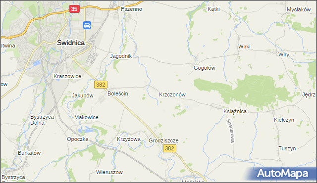 mapa Krzczonów gmina Świdnica, Krzczonów gmina Świdnica na mapie Targeo