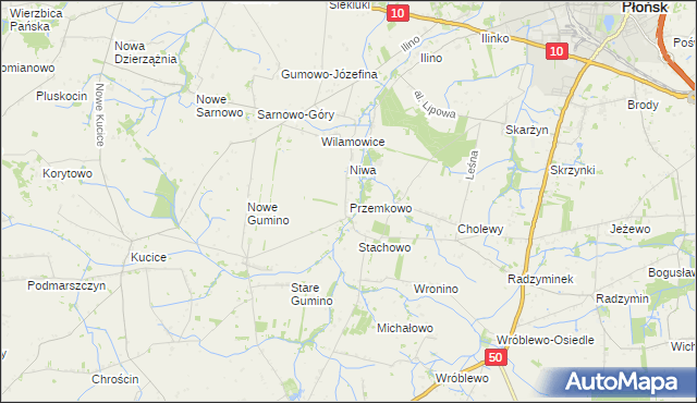 mapa Przemkowo gmina Dzierzążnia, Przemkowo gmina Dzierzążnia na mapie Targeo