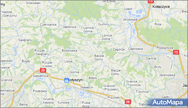mapa Bączal Górny, Bączal Górny na mapie Targeo