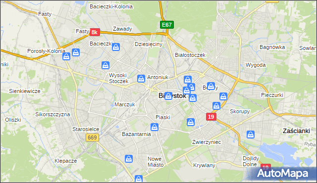 mapa Białegostoku, Białystok na mapie Targeo