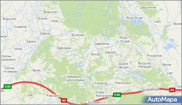 mapa Bucze gmina Brzesko, Bucze gmina Brzesko na mapie Targeo