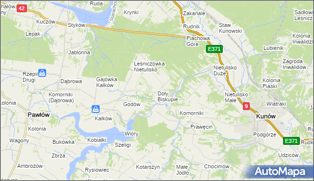 mapa Doły Biskupie, Doły Biskupie na mapie Targeo