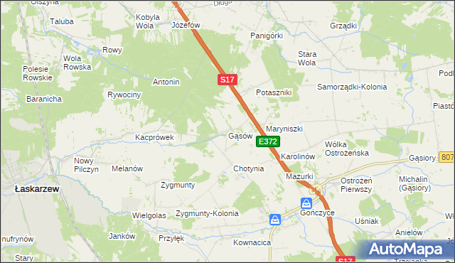 mapa Gąsów, Gąsów na mapie Targeo
