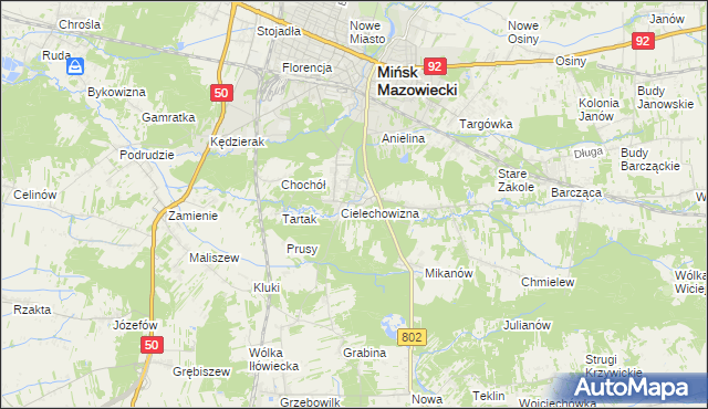 mapa Huta Mińska, Huta Mińska na mapie Targeo