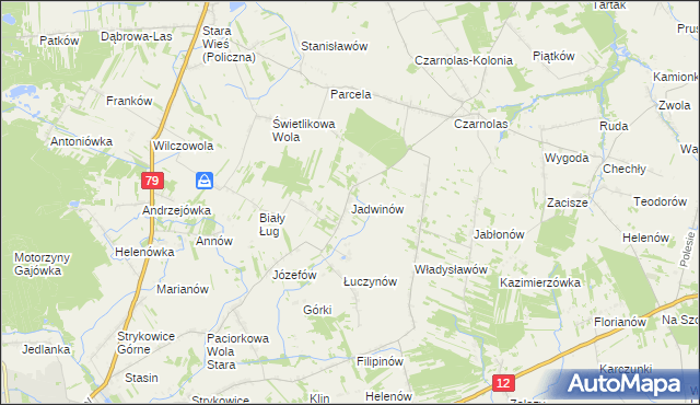 mapa Jadwinów gmina Policzna, Jadwinów gmina Policzna na mapie Targeo