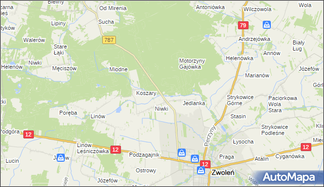 mapa Motorzyny, Motorzyny na mapie Targeo