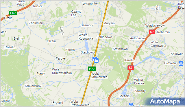 mapa Mroków gmina Lesznowola, Mroków gmina Lesznowola na mapie Targeo