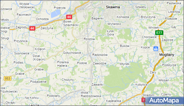 mapa Radziszów, Radziszów na mapie Targeo