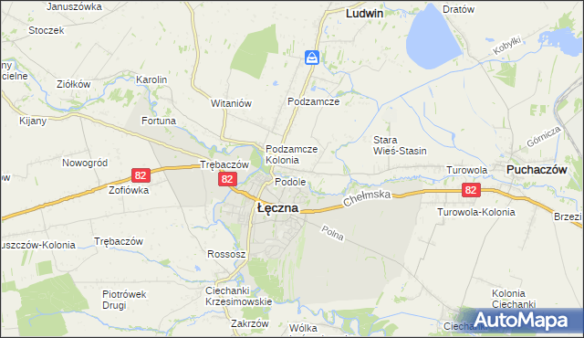 mapa Stara Wieś gmina Łęczna, Stara Wieś gmina Łęczna na mapie Targeo