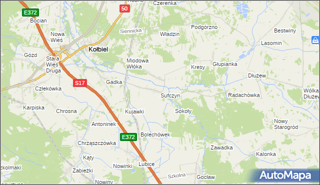 mapa Sufczyn gmina Kołbiel, Sufczyn gmina Kołbiel na mapie Targeo