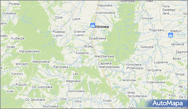mapa Wierzbanowa, Wierzbanowa na mapie Targeo