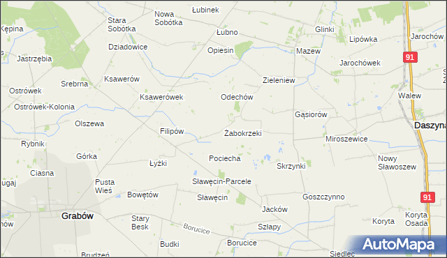 mapa Żabokrzeki gmina Daszyna, Żabokrzeki gmina Daszyna na mapie Targeo