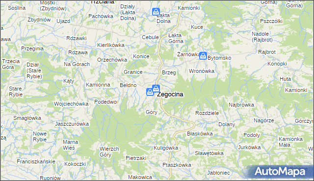 mapa Żegocina, Żegocina na mapie Targeo