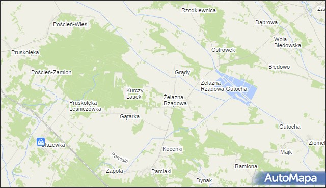 mapa Żelazna Rządowa, Żelazna Rządowa na mapie Targeo