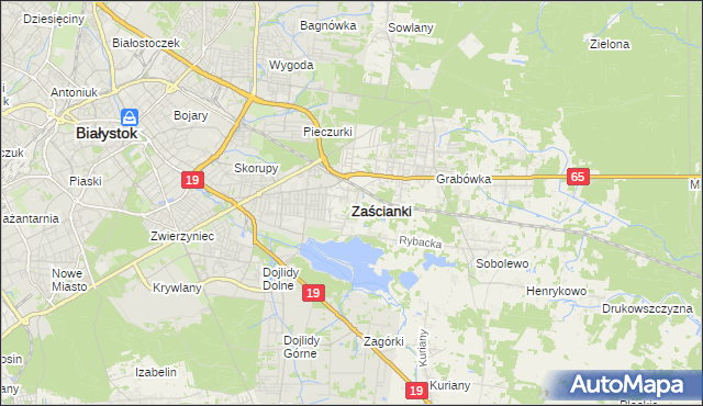mapa Zaścianki gmina Supraśl, Zaścianki gmina Supraśl na mapie Targeo