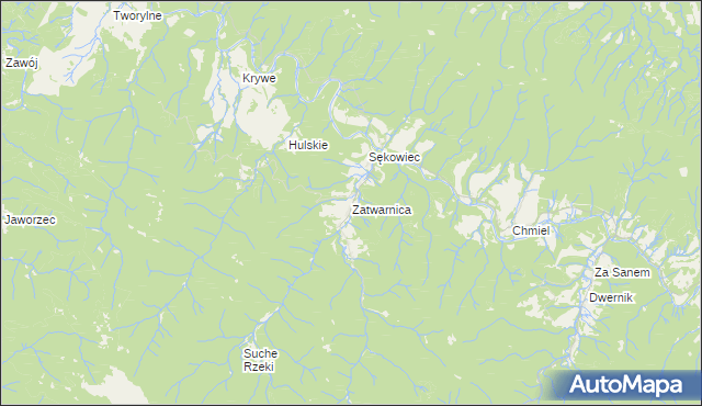 mapa Zatwarnica, Zatwarnica na mapie Targeo