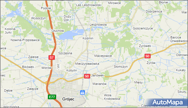 mapa Maciejowice gmina Grójec, Maciejowice gmina Grójec na mapie Targeo