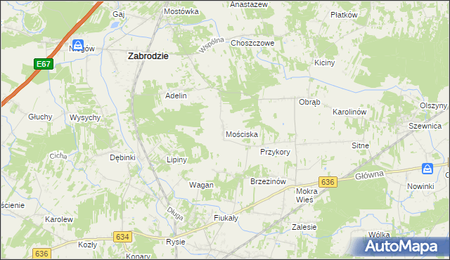 mapa Mościska gmina Zabrodzie, Mościska gmina Zabrodzie na mapie Targeo