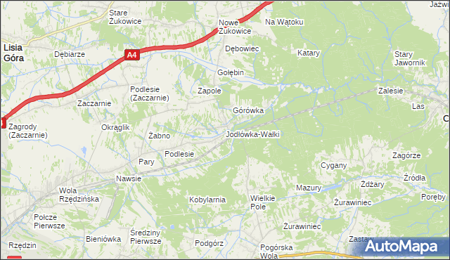 mapa Jodłówka-Wałki, Jodłówka-Wałki na mapie Targeo