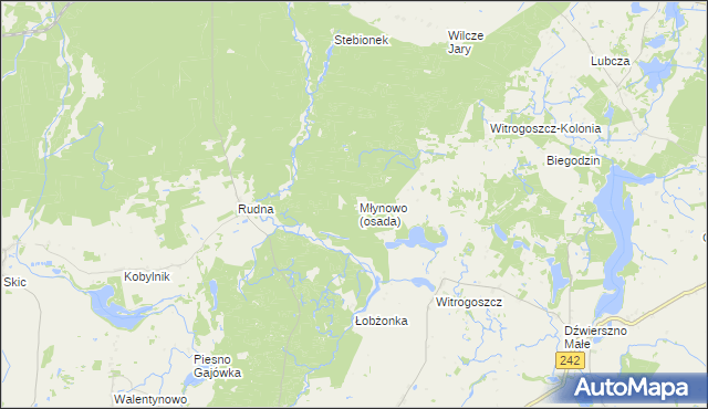 mapa Młynowo gmina Łobżenica, Młynowo gmina Łobżenica na mapie Targeo