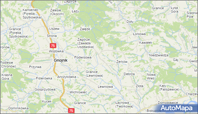 mapa Biesiadki gmina Gnojnik, Biesiadki gmina Gnojnik na mapie Targeo