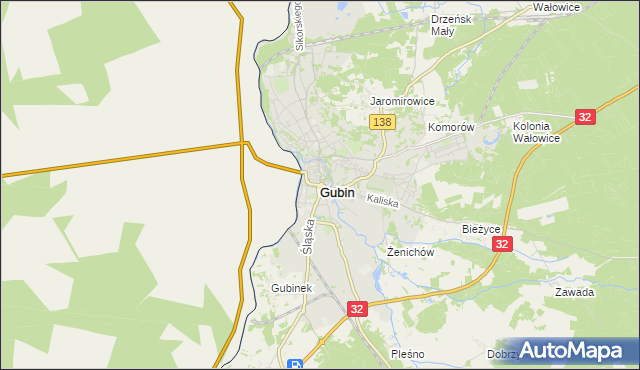 mapa Gubin, Gubin na mapie Targeo