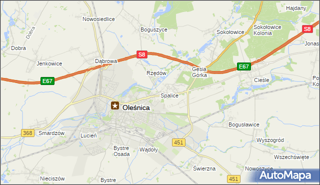 mapa Spalice, Spalice na mapie Targeo