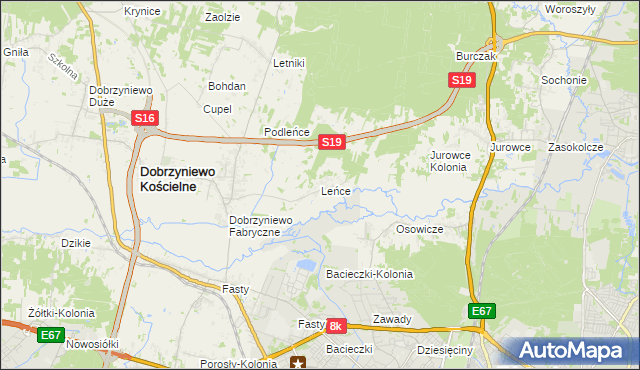 mapa Leńce, Leńce na mapie Targeo