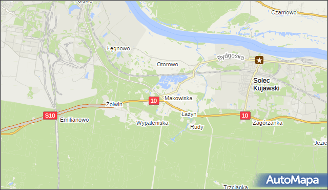 mapa Makowiska gmina Solec Kujawski, Makowiska gmina Solec Kujawski na mapie Targeo