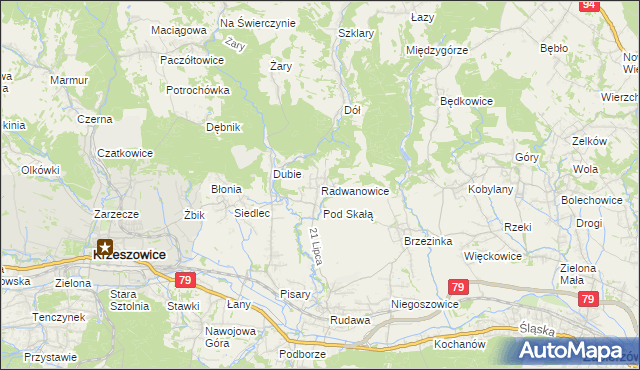 mapa Radwanowice, Radwanowice na mapie Targeo
