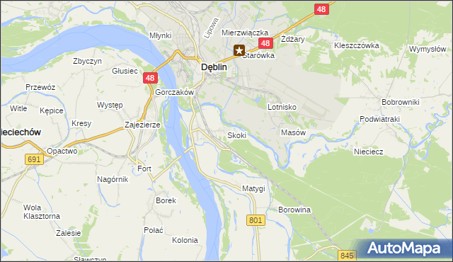 mapa Skoki gmina Puławy, Skoki gmina Puławy na mapie Targeo