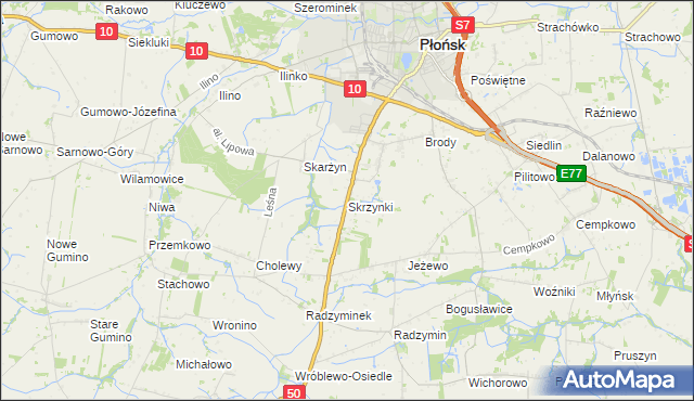 mapa Skrzynki gmina Płońsk, Skrzynki gmina Płońsk na mapie Targeo