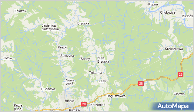 mapa Huta Brzuska, Huta Brzuska na mapie Targeo