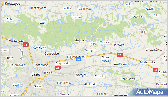 mapa Warzyce, Warzyce na mapie Targeo
