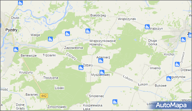 mapa Adamierz gmina Zagórów, Adamierz gmina Zagórów na mapie Targeo