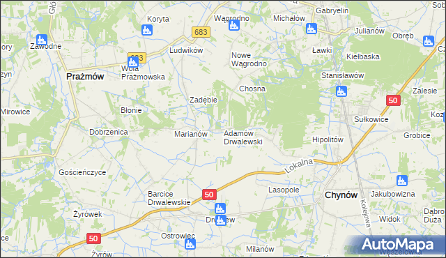mapa Adamów Drwalewski, Adamów Drwalewski na mapie Targeo