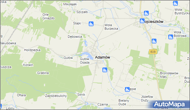 mapa Adamów powiat łukowski, Adamów powiat łukowski na mapie Targeo