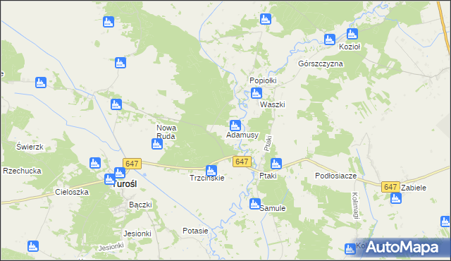 mapa Adamusy, Adamusy na mapie Targeo