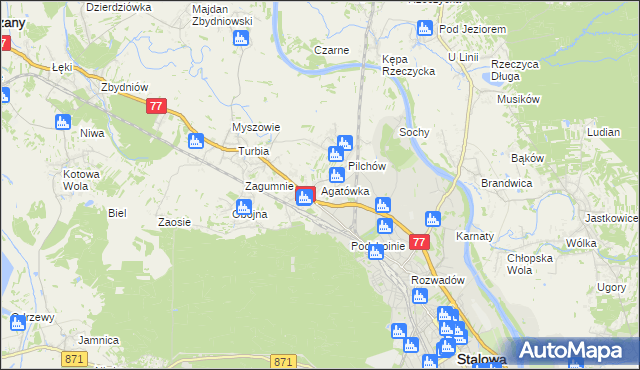 mapa Agatówka gmina Zaleszany, Agatówka gmina Zaleszany na mapie Targeo