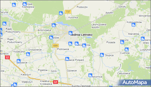 mapa Aleksandrów gmina Jedlnia-Letnisko, Aleksandrów gmina Jedlnia-Letnisko na mapie Targeo