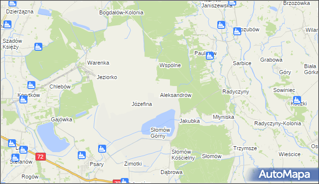mapa Aleksandrów gmina Przykona, Aleksandrów gmina Przykona na mapie Targeo
