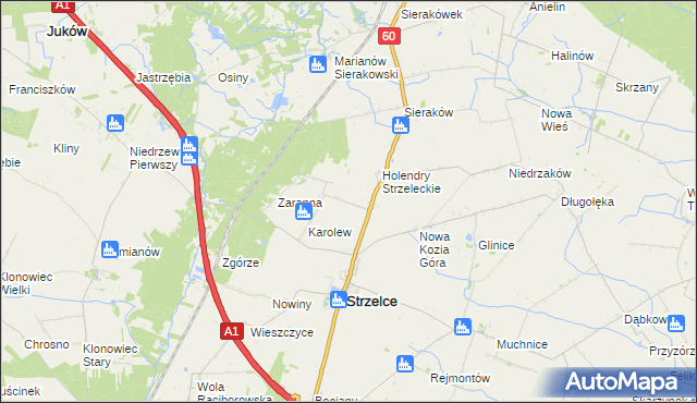 mapa Aleksandrów gmina Strzelce, Aleksandrów gmina Strzelce na mapie Targeo