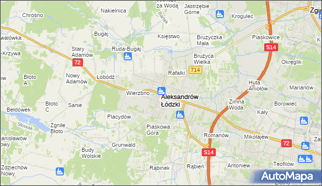 mapa Aleksandrów Łódzki, Aleksandrów Łódzki na mapie Targeo