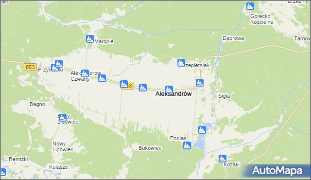 mapa Aleksandrów powiat biłgorajski, Aleksandrów powiat biłgorajski na mapie Targeo