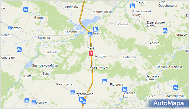 mapa Alojzów gmina Iłża, Alojzów gmina Iłża na mapie Targeo
