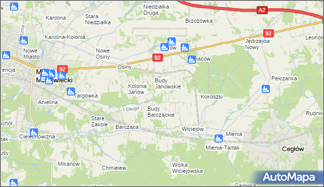 mapa Anielew gmina Mińsk Mazowiecki, Anielew gmina Mińsk Mazowiecki na mapie Targeo