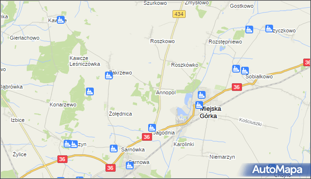 mapa Annopol gmina Miejska Górka, Annopol gmina Miejska Górka na mapie Targeo