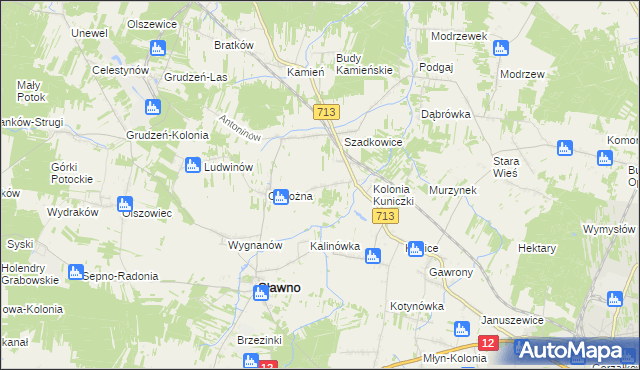 mapa Antoniówka gmina Sławno, Antoniówka gmina Sławno na mapie Targeo
