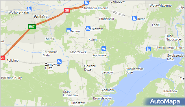 mapa Apolonka gmina Wolbórz, Apolonka gmina Wolbórz na mapie Targeo