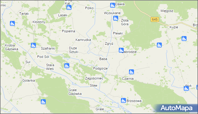 mapa Baba gmina Łyse, Baba gmina Łyse na mapie Targeo